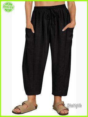 Plus Size Palazzo Harem Pants Drawstring Waist Wide Leg Casual Beach